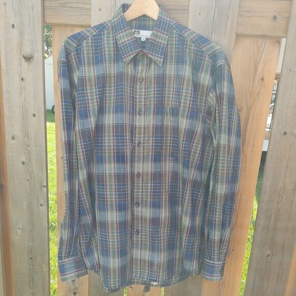 Tilley Button Down Blouse Men's Size Medium Plaid Light Weight Travel Shirt - Picture 1 of 10